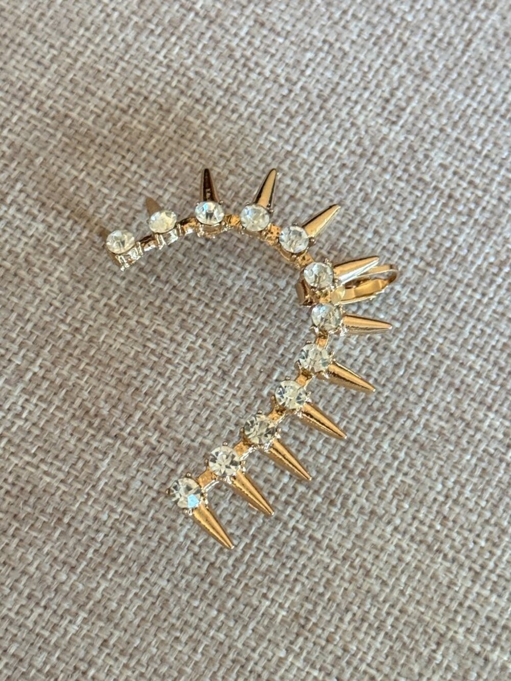 Gold Spiked Rhinestone Statement Ear Cuff - Picture 6 of 6